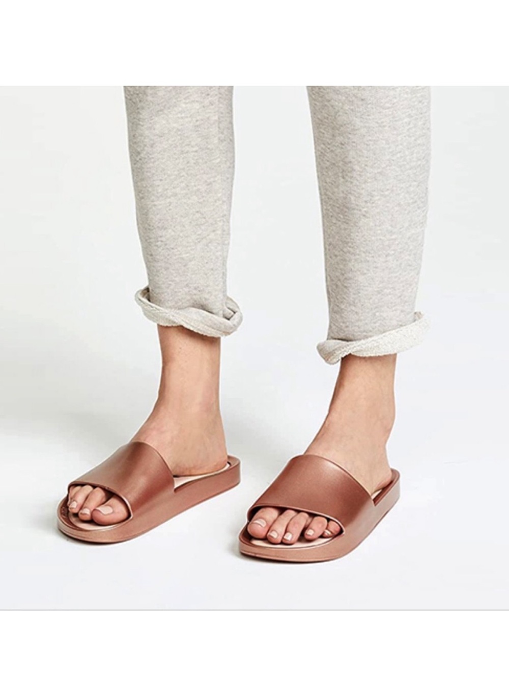 Melissa Rose Gold Beach Slides